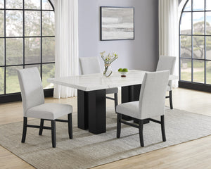 English Elm 2pc Upholstered Dining Chairs in Soft Neutral Fabric with Dark Wood Legs — Elegant Supportive Seating Black,Light Gray 12.8 L x 39.17 W x 18.31 H B2741P370389
