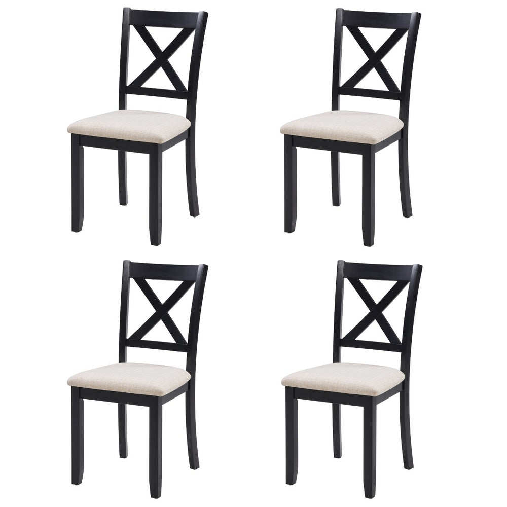 English Elm Dining Chairs Set of 4 Rubberwood Frame Linen Seat Modern Ergonomic Kitchen Side W1998P336527