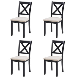 English Elm Dining Chairs Set of 4 Rubberwood Frame Linen Seat Modern Ergonomic Kitchen Side W1998P336527