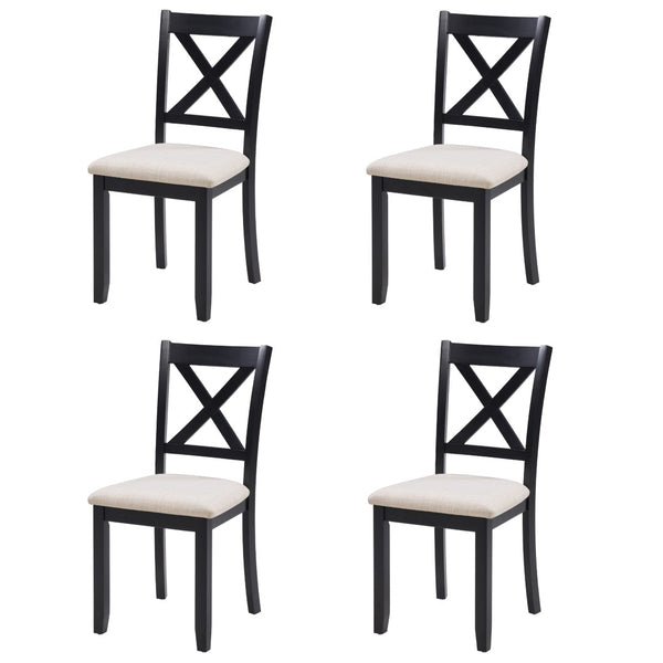 English Elm Dining Chairs Set of 4 Rubberwood Frame Linen Seat Modern Ergonomic Kitchen Side W1998P336527