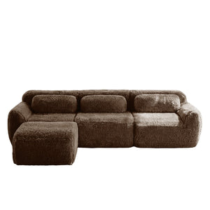 English Elm L-shaped Plush Sectional Sofa with Movable Ottoman and High Density Foam Living Room W714S01541