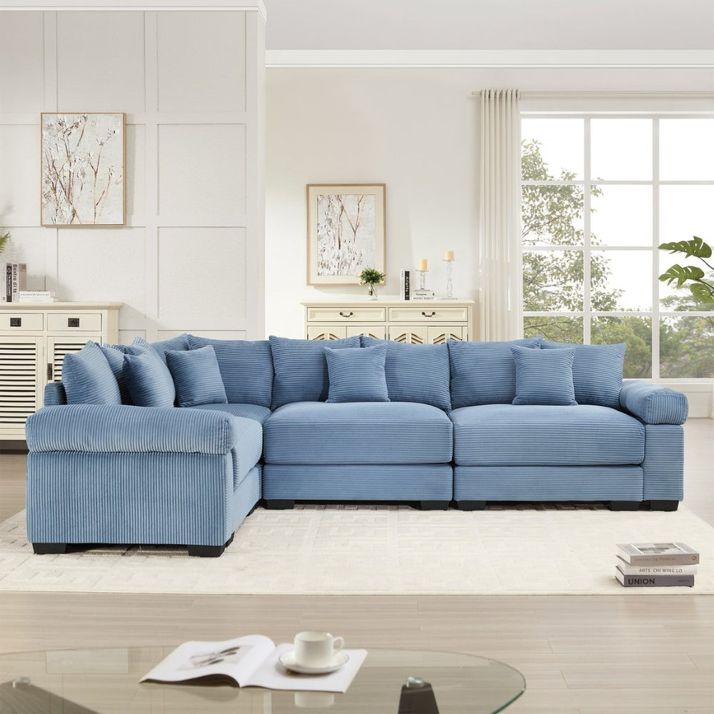 English Elm Oversized Modular Sectional Couch For Ultimate Comfort, Ergonomic Design, 13 Pillows, Easy Assembly, Blue W714S01358-GIGA