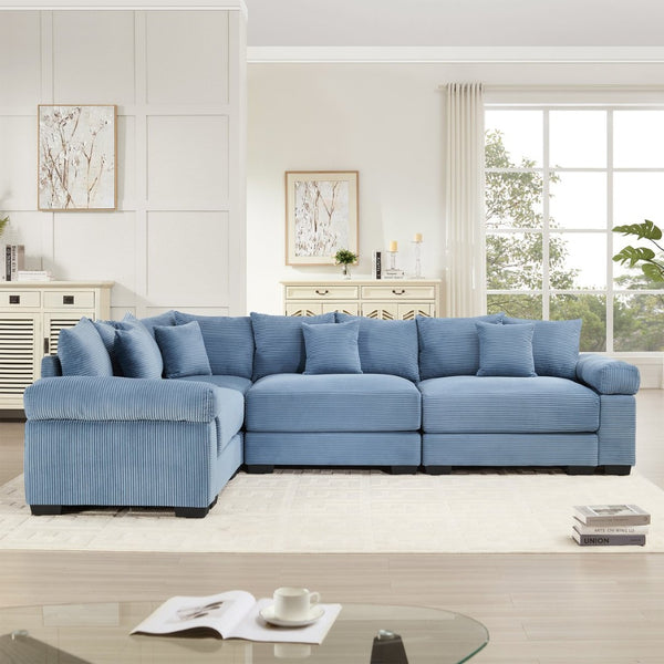 English Elm Oversized Modular Sectional Couch For Ultimate Comfort, Ergonomic Design, 13 Pillows, Easy Assembly, Blue W714S01358-GIGA