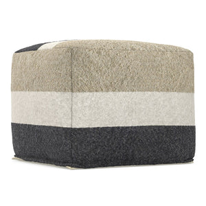 English Elm Claudette Woven Square Pouf Boho Global Pattern Footrest Accent for Living Rooms B136P427587