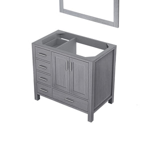 English Elm Distressed Grey Bath Vanity 36" W x 22" D Right Offset with 34" Mirror, Wood, Storage & Ready B2731S00511