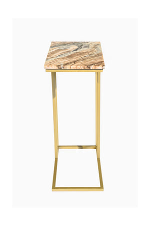 English Elm Marble C Table - Chic 24-Inch Accent Table With Metal Frame For Living Rooms, Bedrooms & Offices B346P320752