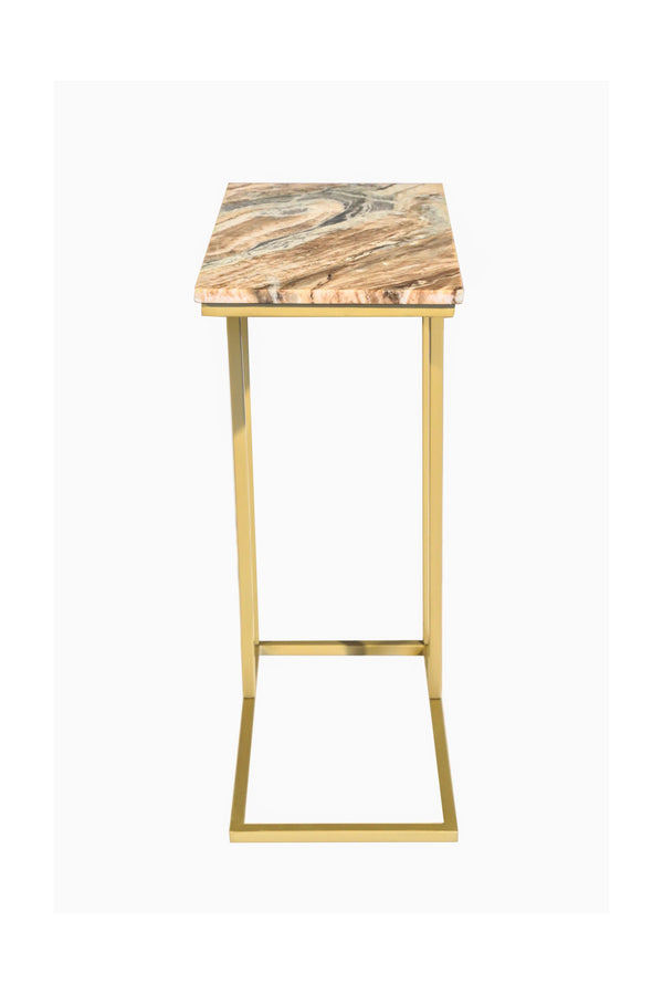 English Elm Marble C Table - Chic 24-Inch Accent Table With Metal Frame For Living Rooms, Bedrooms & Offices B346P320752