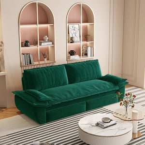 English Elm 73.2" Queen Sleeper Sofa Convertible Corduroy Loveseat for Guest Room or Living Space Green W1885S00231