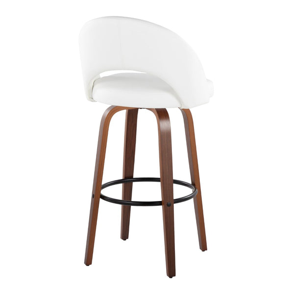 English Elm Fixed-height Mid-century Barstools with Walnut Legs and Grey Upholstered Seats Set Black,White+Walnut B202S01940