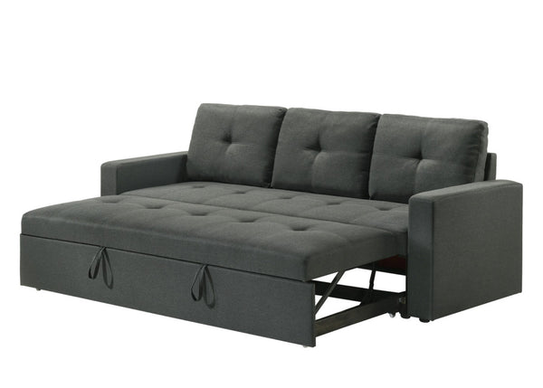 English Elm Bergamo Tufted Sleeper Sofa Pull Out Convertible Gray Fabric Guest Living Room B2749P413196
