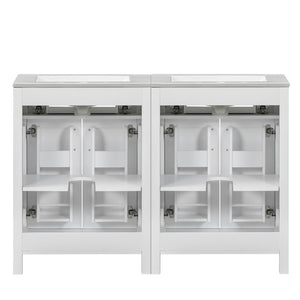 English Elm Modern 48 Inch Freestanding Bathroom Vanity Dual Ceramic Sinks Soft Close Gold Handles White N729P000008K