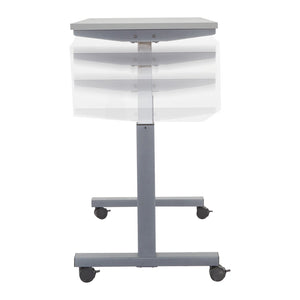 OSP Home Furnishings Ht Pneumatic Height Adjustable Standing Desk with Steel Frame and Locking Casters Gry 48X24 PHAT2448G7