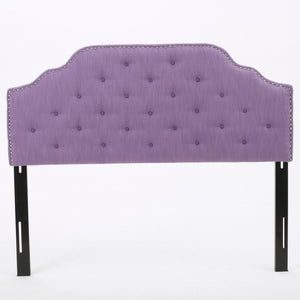 English Elm Tufted Queen Headboard with Nailhead Trim Solid Wood Frame and Adjustable Metal Legs Light Purple 57877.00LPUR