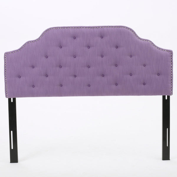 English Elm Tufted Queen Headboard with Nailhead Trim Solid Wood Frame and Adjustable Metal Legs Light Purple 57877.00LPUR
