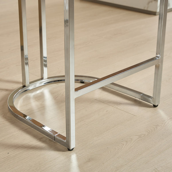 English Elm 25" Elegant Tufted Counter Bar Stools Set of 2 with Plush Spring Cushion and Chrome Durable Base Black W1143P217851