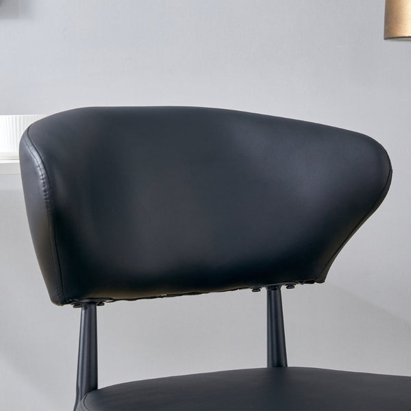 English Elm Table Set: Modern Transparent Glass Dining Table With 4 Ergonomic Black Pu Chairs For Stylish Comfort W1151S03671-GIGA