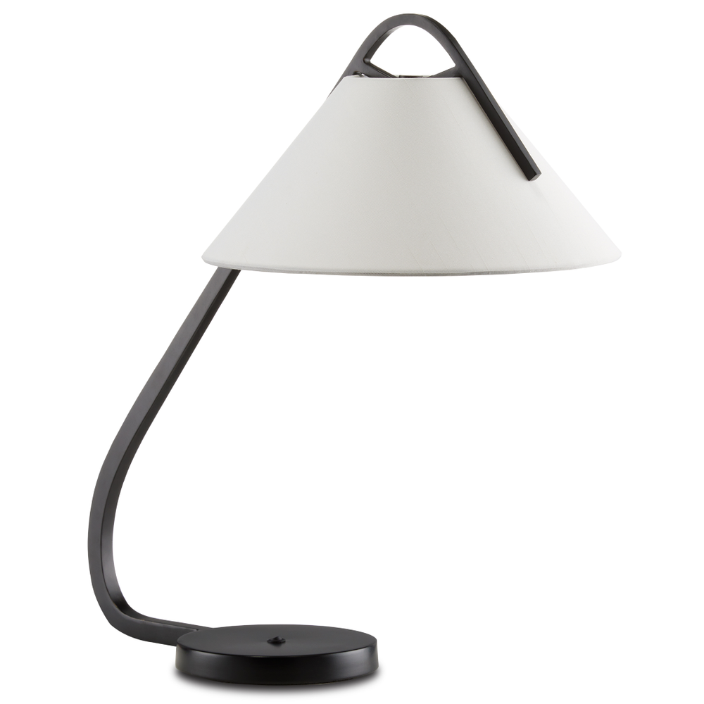 Frey Stylish Black Desk Lamp with Off-White Shade – Mid-Century Modern Design for Your Office