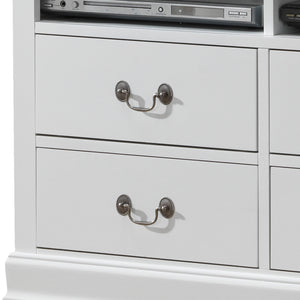 English Elm Charming White Media Storage Unit with Multiple Compartments, 35"H x 42"W x 18"D, No Assembly Required, Smooth Finish B078108235