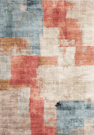 English Elm TOUCAN Ivory Multi 5'x7' Washable Non-Slip Area Rug — Low Pile, Durable, Kid & Pet Friendly, Foldable B186P261396