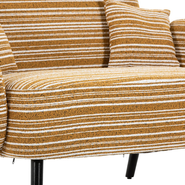English Elm Modern tufted two-seater sofa with boucle upholstery, tapered legs, storage pockets and plush comfort for small spaces and offices Mustard yellow W395P376588