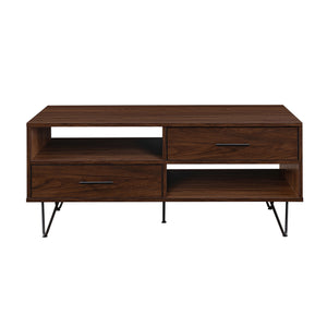 English Elm Walker Edison - Modern Hairpin-Leg Coffee Table – Dark Walnut