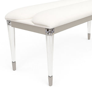 English Elm Contemporary Glam Upholstered Bench with Clear Acrylic Legs for Bedroom or Entryway B2741P448743