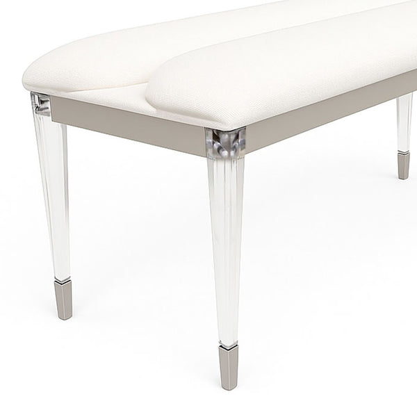 English Elm Contemporary Glam Upholstered Bench with Clear Acrylic Legs for Bedroom or Entryway B2741P448743