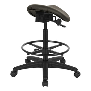 OSP Home Furnishings Backless Saddle Stool Ergonomic Pneumatic Height Adjustable Office Studio Task Seating Dillon Graphite ST205-R111