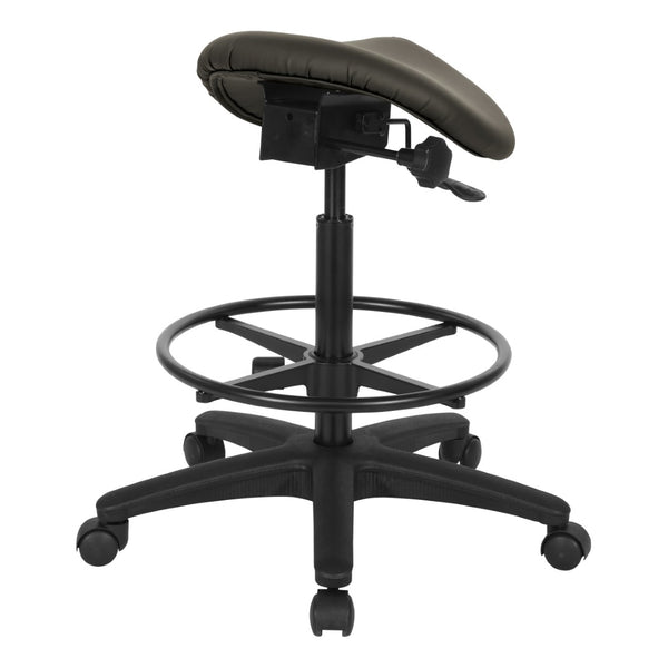 OSP Home Furnishings Backless Saddle Stool Ergonomic Pneumatic Height Adjustable Office Studio Task Seating Dillon Graphite ST205-R111