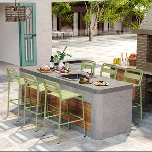 English Elm Christopher Knight Home® - Carmella Outdoor Barstool Set Of 6 - Vibrant Green, Durable Iron, Modern Design For Patio & Deck N775P199822G6PCS