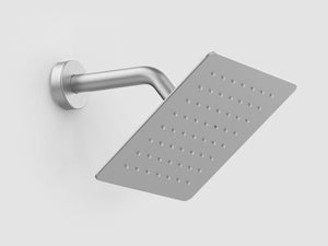 English Elm Shower 8" Square Rain Head Faucet Set with Single-Handle Mixer, 15" Arm, Rack Storage & Detachable Trim (Modern) Brushed Nickel T3177P269411