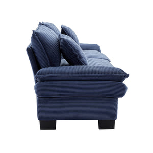 English Elm Corduroy Stylish Sleeper Sofa Loveseat with Dual-Layer Cushions & Two Support Pillows, Sturdy Frame Blue W676P184142