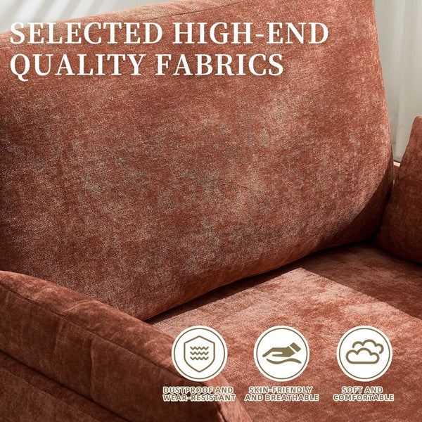 English Elm Foldable mid-century sleeper sofa bed recliner 3-in-1 convertible for small spaces with pillows and storage Orange W395P290558