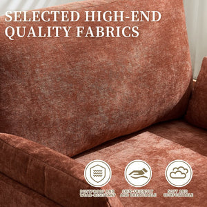 English Elm Foldable sofa bed recliner with three pillows, 3-in-1 convertible sleeper for small spaces, mid-century modern comfort Orange W395P290558