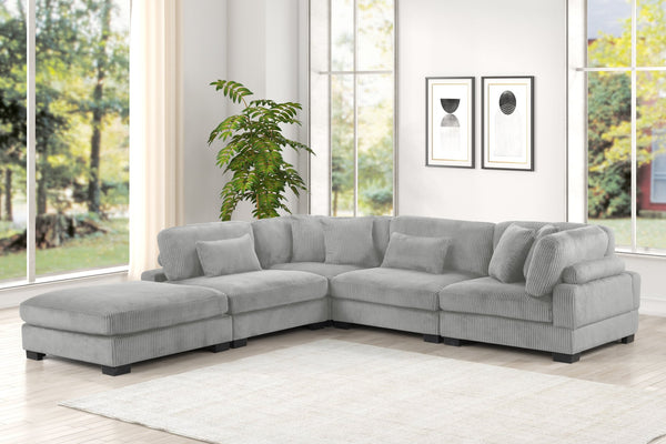 English Elm Bentley Modern Modular Sectional - Stylish Gray Corduroy L-Shaped Sofa For Versatile Living Spaces B009S02142