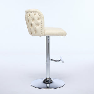 English Elm A&A Modern Swivel Barstools Set Of 2 - Adjustable Height, Chrome Base, Ergonomic Pu Upholstered Comfort W1143P193492