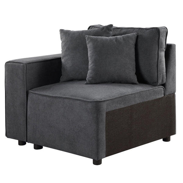 English Elm Grey Left Facing Loose Back Accent Chair with Tight Seat, Duo Throw Pillows, Modern Comfort Appeal B062P186460