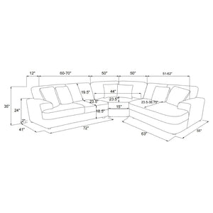 English Elm Langford Corduroy Sectional Sofa Plush L-shaped Seating for Cozy Living Rooms B062S01488