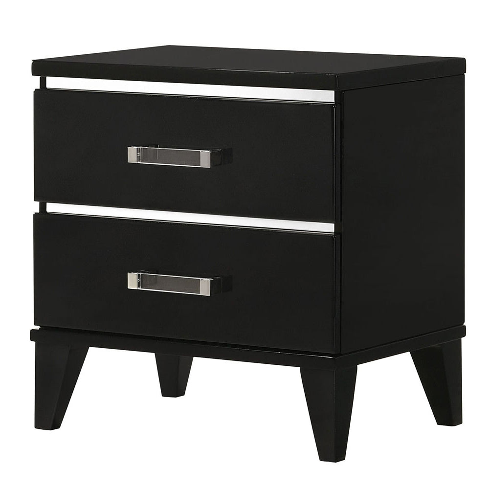 English Elm Black Solid Wood 2-Drawer Nightstand with Dovetail Drawers, 3/4 Extension Glides & Safety Stop - Durable Storage for Bedroom (23.5"x23.5") B062P189183