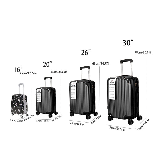 English Elm 4-piece Abs Hard Shell Luggage Set with Swivel Wheels Carry on and Checked Travel T3292P345660