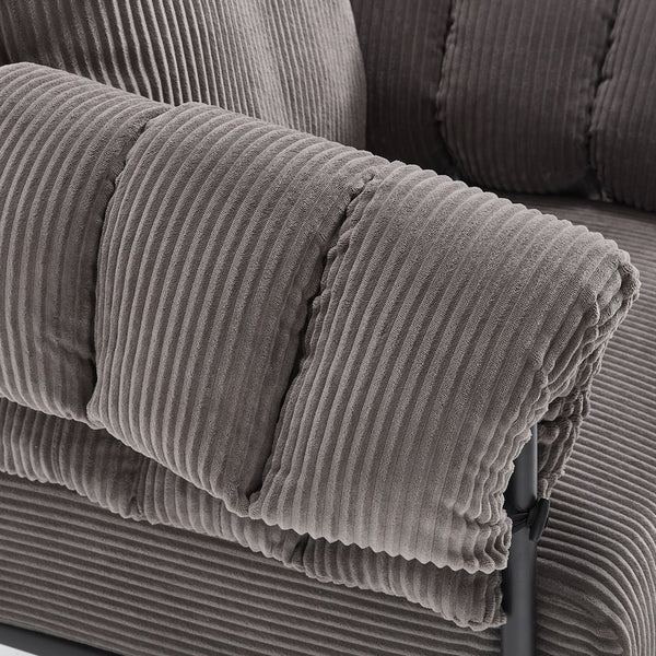 English Elm TS Modern decorative chair with plush teddy fleece upholstery and gold metal legs for luxe comfort and style DARK GREY W2311P308069