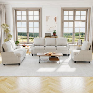 English Elm 3 Piece Living Room Sofa Sets - Modern Sectional Couch, Loveseat & Accent Chair For Cozy Spaces W680S00085