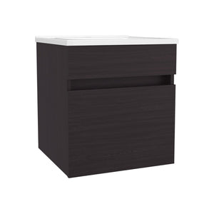 English Elm Wengue Floating Bathroom Vanity With Integrated Sink, Compact Design & Stylish Storage Solution B062P355656-GIGA