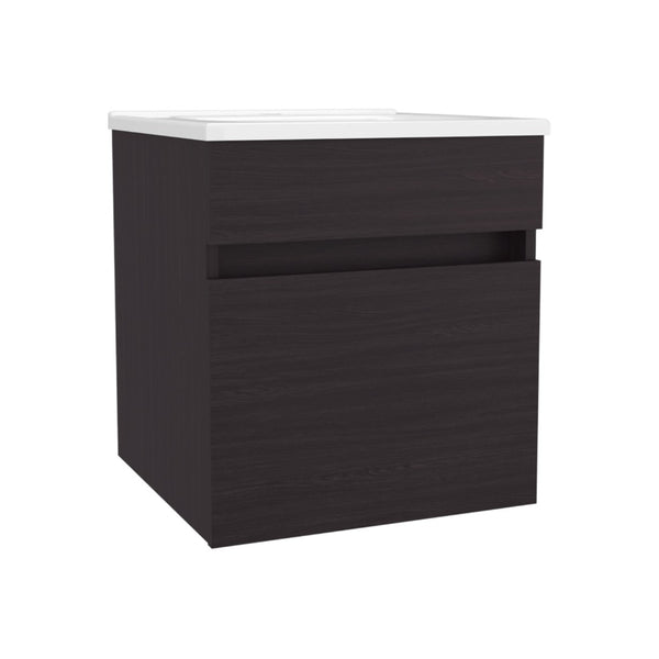 English Elm Wengue Floating Bathroom Vanity With Integrated Sink, Compact Design & Stylish Storage Solution B062P355656-GIGA