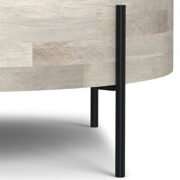 English Elm Rayburn Round Solid Mango Wood Cocktail Table with Matte Black Legs for Living Room White B136P429079