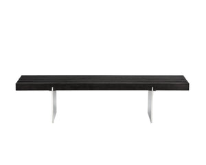 Sunpan Atticus Bench - Sleek Solid Ash Wood With Polished Stainless Steel Legs For Modern Spaces 75” Wide Black Wood 106370
