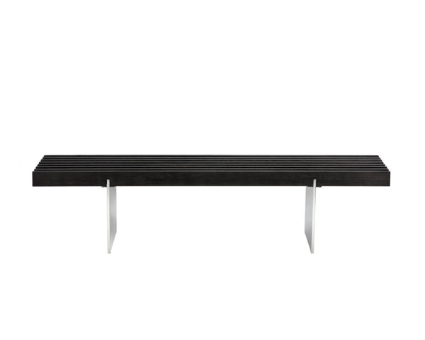Sunpan Atticus Bench - Sleek Solid Ash Wood With Polished Stainless Steel Legs For Modern Spaces 75” Wide Black Wood 106370