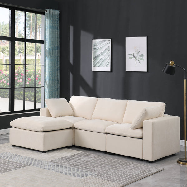 English Elm Modular Sectional Sofa: Versatile U-Shaped Couch With Ottomans For Stylish Living Room Comfort W1123S00036