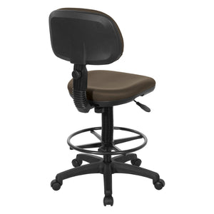 OSP Home Furnishings Sculptured Ergonomic Drafting Chair with Vinyl Upholstery for Studio and Lab Workspaces Dillon Java DC517V-R102