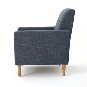 English Elm Christopher Knight Home® - CLUB Modern Fabric Club Chair with Plush Polyester Upholstery and Rubber Wood Legs for Living Room Comfort Dark Blue 31.5 L x 28.5 W x 18.75 H 61237.00DBL